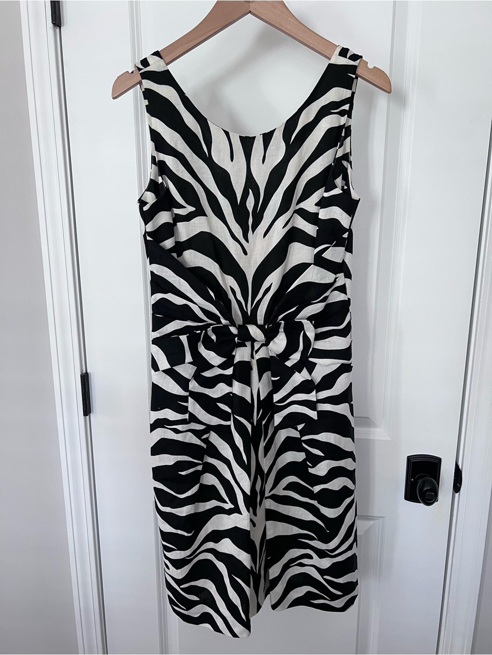 Kate Spade Jillian Linen Zebra Print Sleeveless Dress Lined Size 4 EUC
